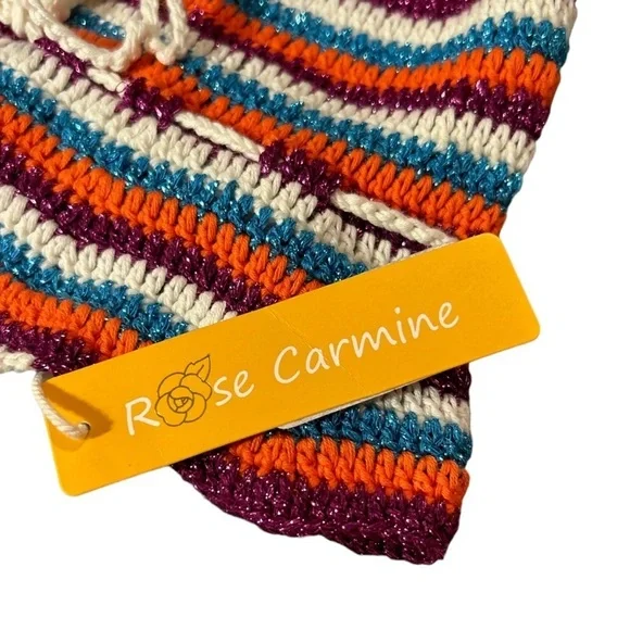Rose Carmine NWTmulti coloured stripedCrochet Summerhand knit Bucket Hat